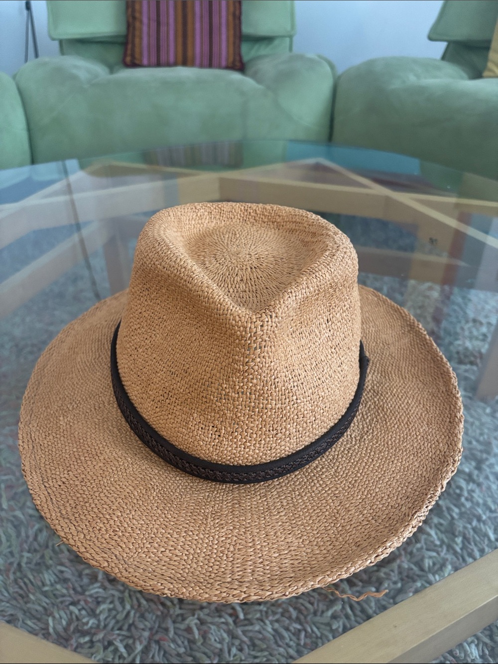 Scala Tan Straw Fedora with Dark Brown Band